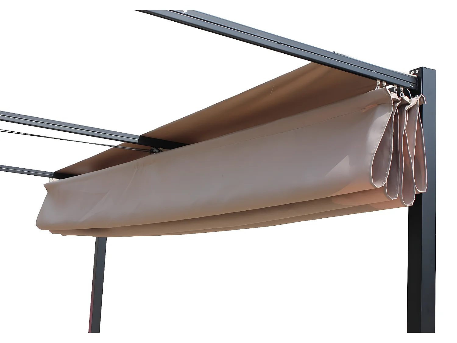 Pergola autoportante 3 x 3 m en acier avec toile taupe TUSA