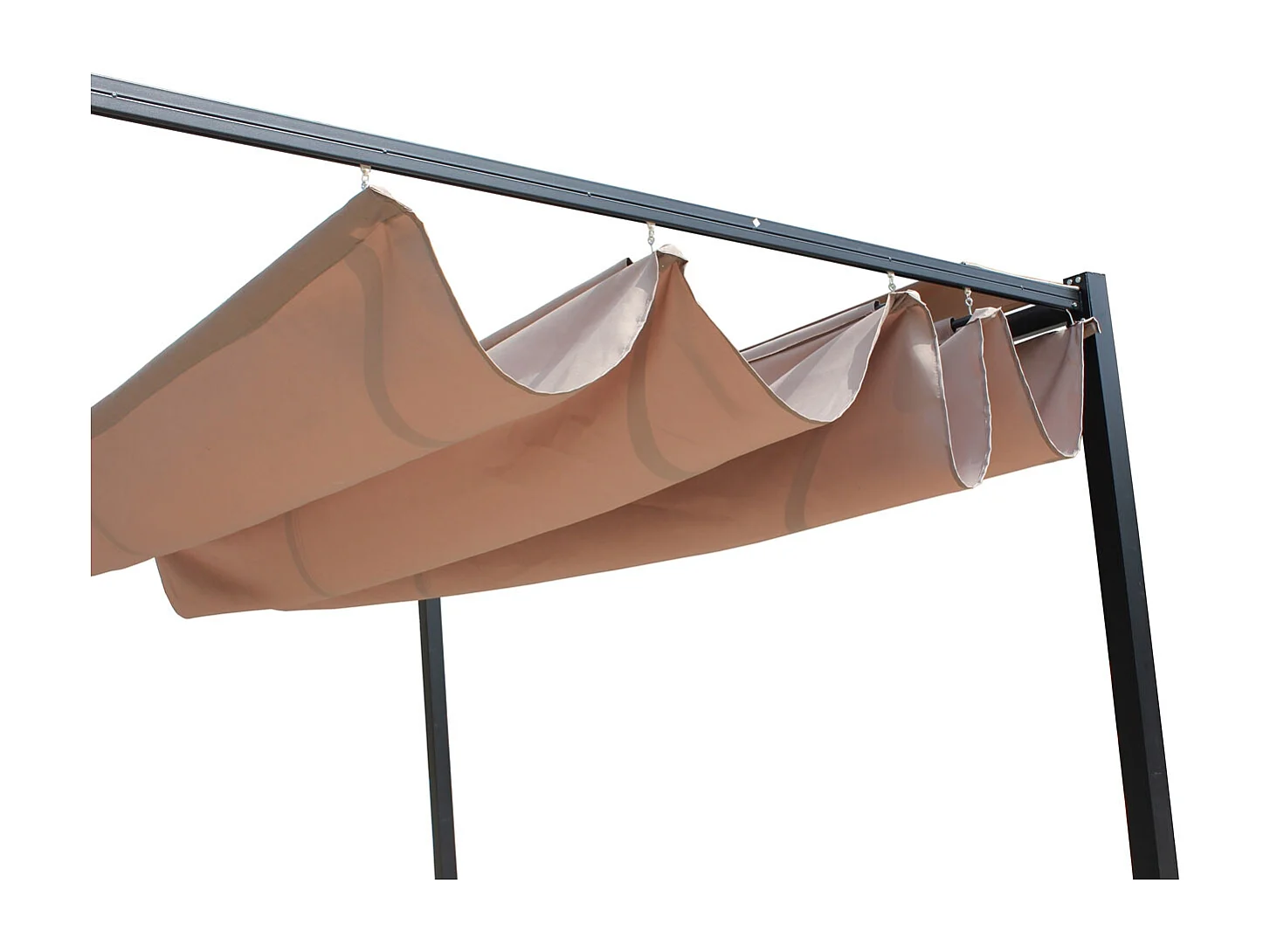 Pergola autoportante 3 x 3 m en acier avec toile taupe TUSA