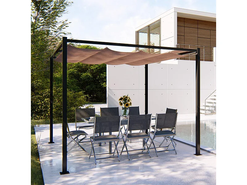 Gazebo autoportante tela poliestere color grigio tortora 3 x 3 m TUSA