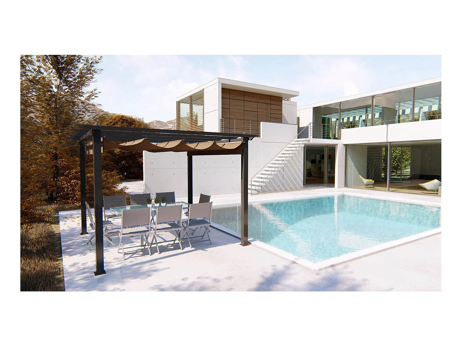 Gazebo autoportante alluminio e telo grigio tortora 3 x 3 m REGIA