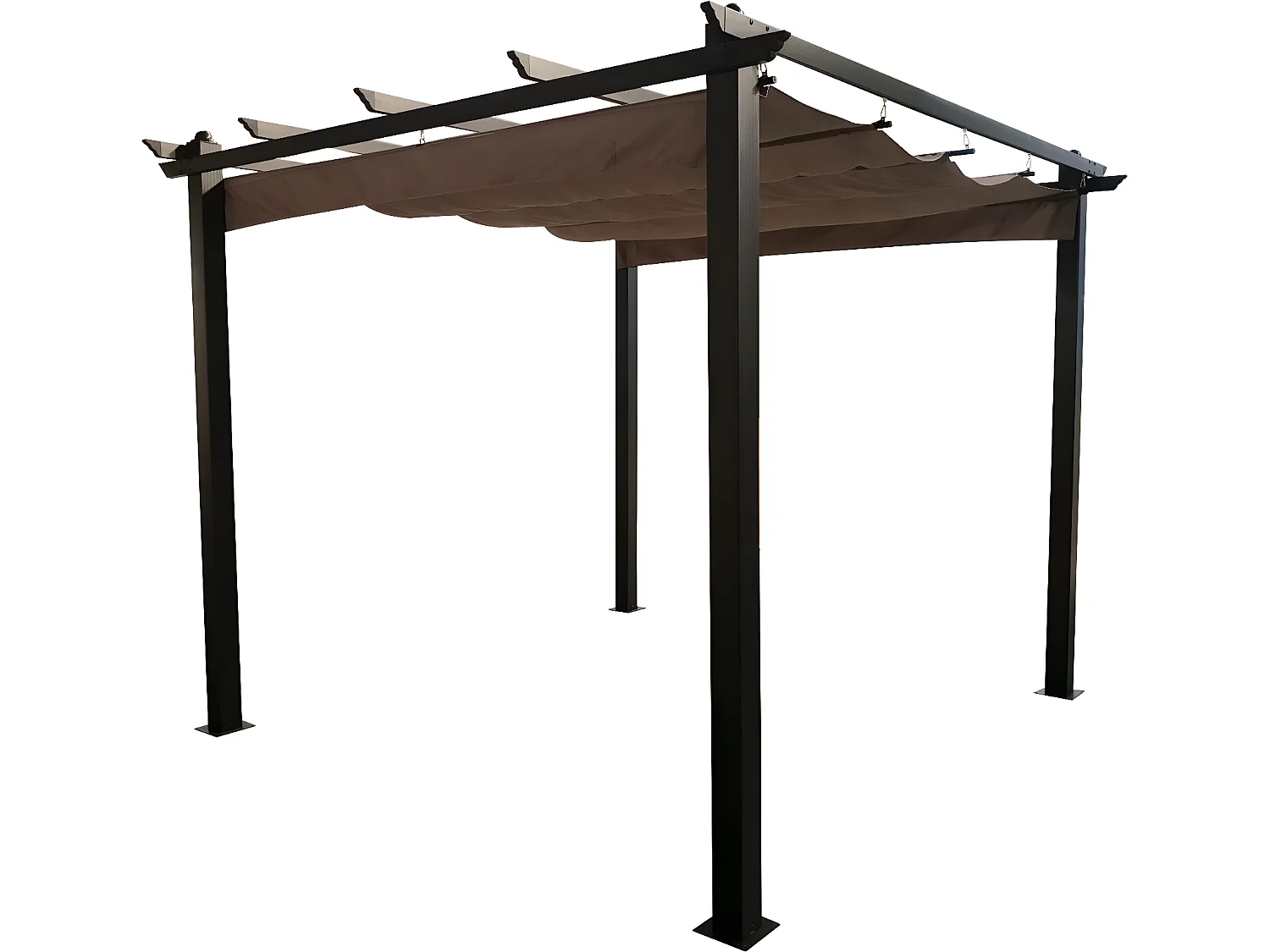 Tonnelle autoportante 3 x 3 m en aluminium et toile taupe REGIA