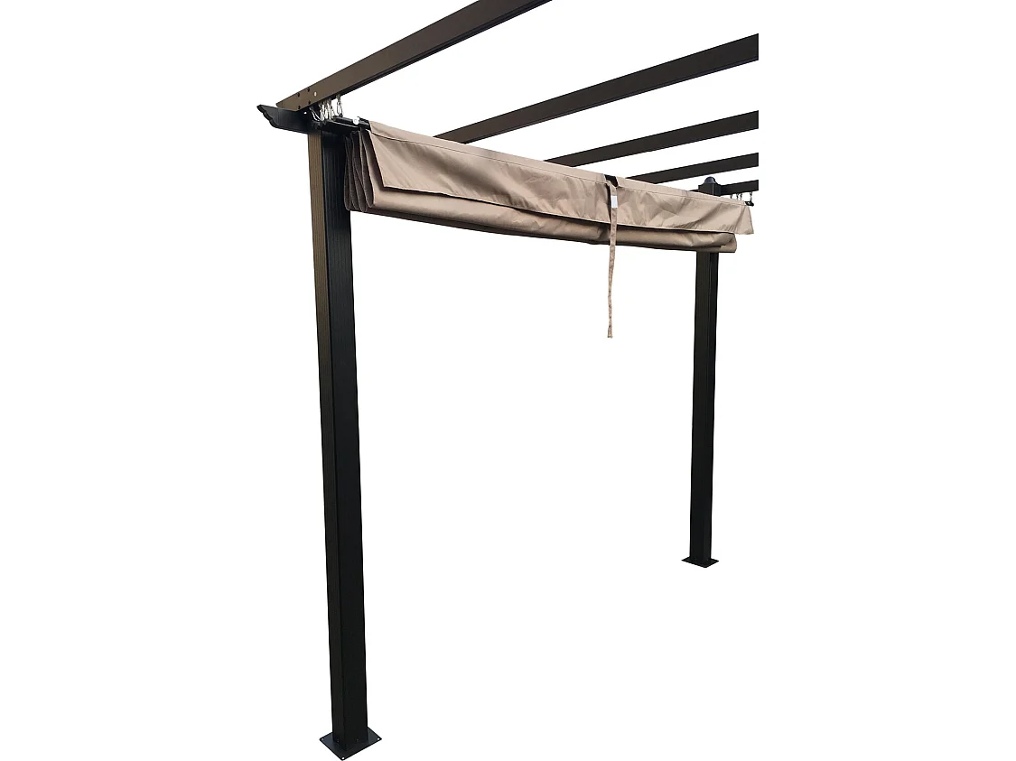 Tonnelle autoportante 3 x 3 m en aluminium et toile taupe REGIA