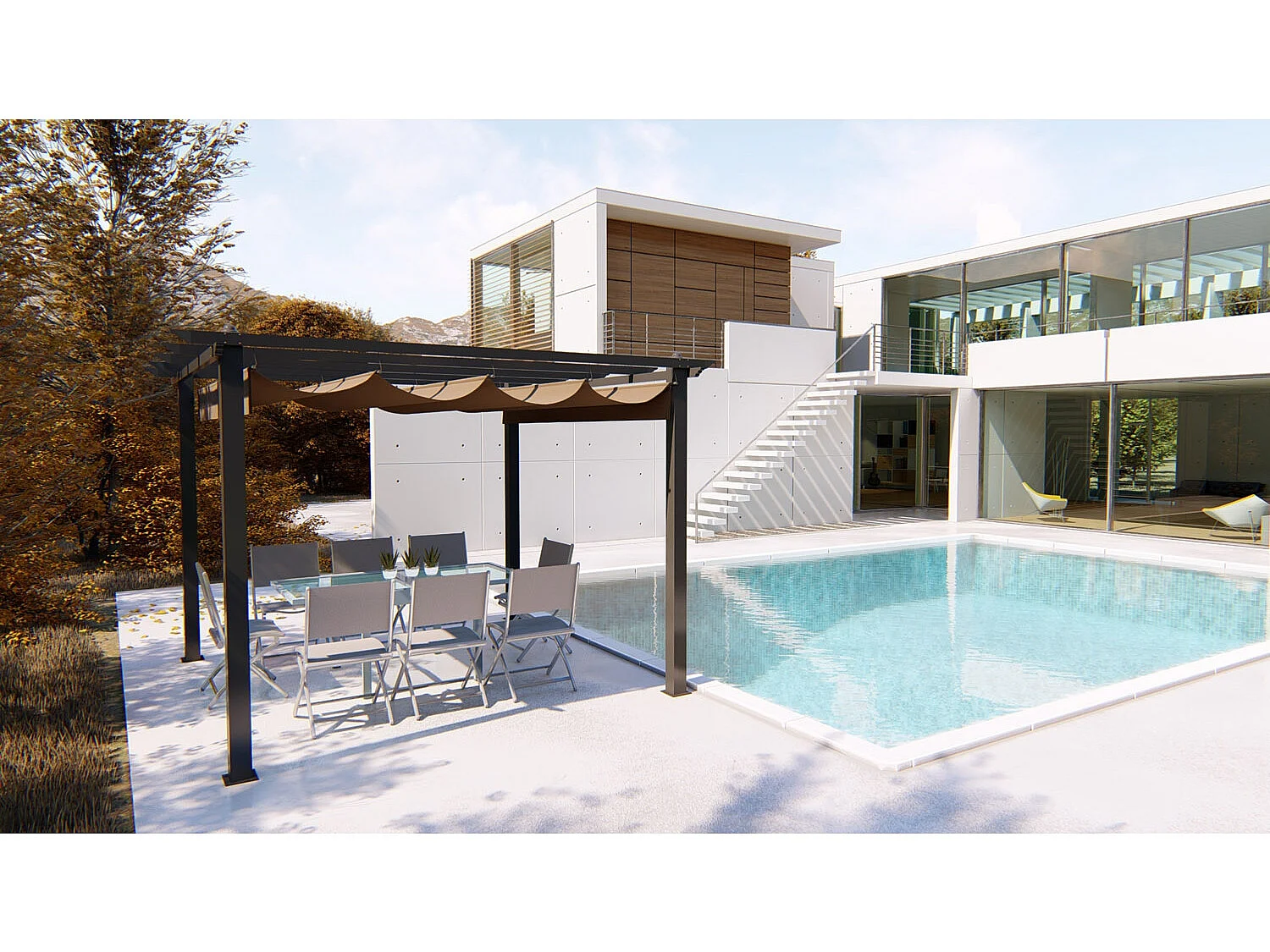 Tonnelle autoportante 3 x 3 m en aluminium et toile taupe REGIA