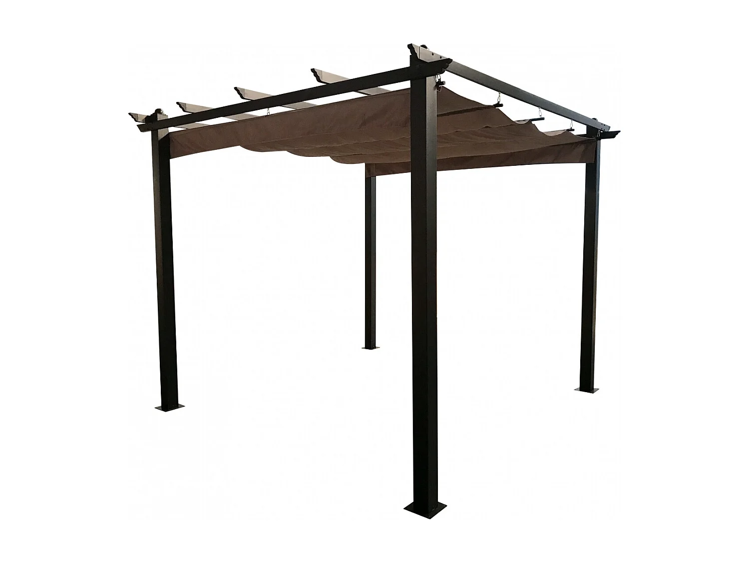 Tonnelle autoportante 3 x 3 m en aluminium et toile taupe REGIA