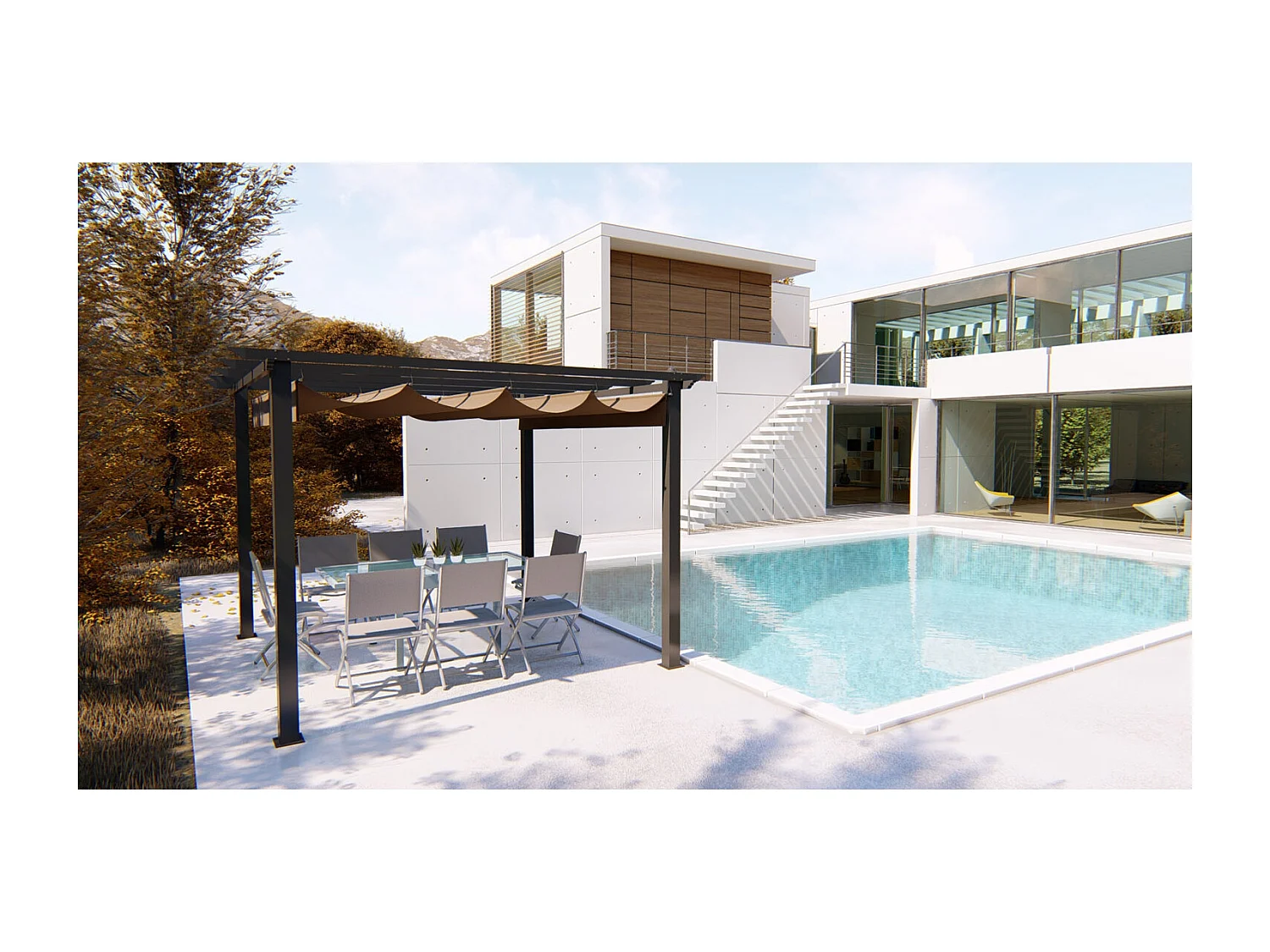 Tonnelle autoportante 3 x 3 m en aluminium et toile taupe REGIA