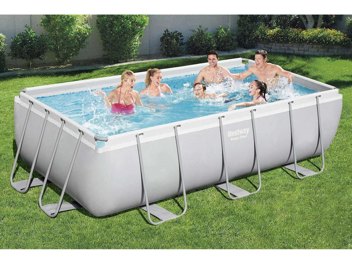 Piscina tubolare fuori terra rettangolare grigio 4,04 x 2,01 x 1 m HAWI