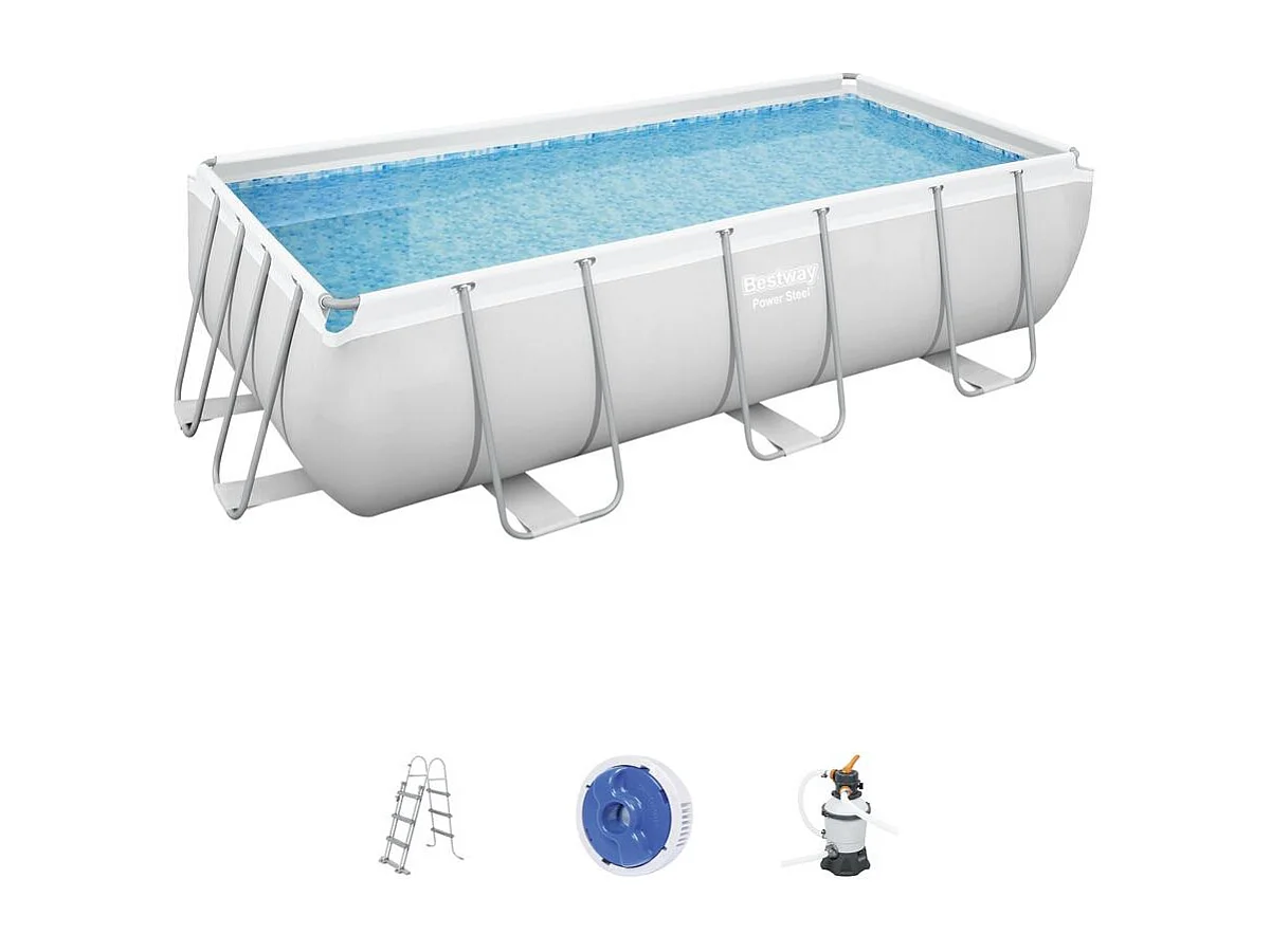 Piscina tubolare fuori terra rettangolare grigio 4,04 x 2,01 x 1 m HAWI