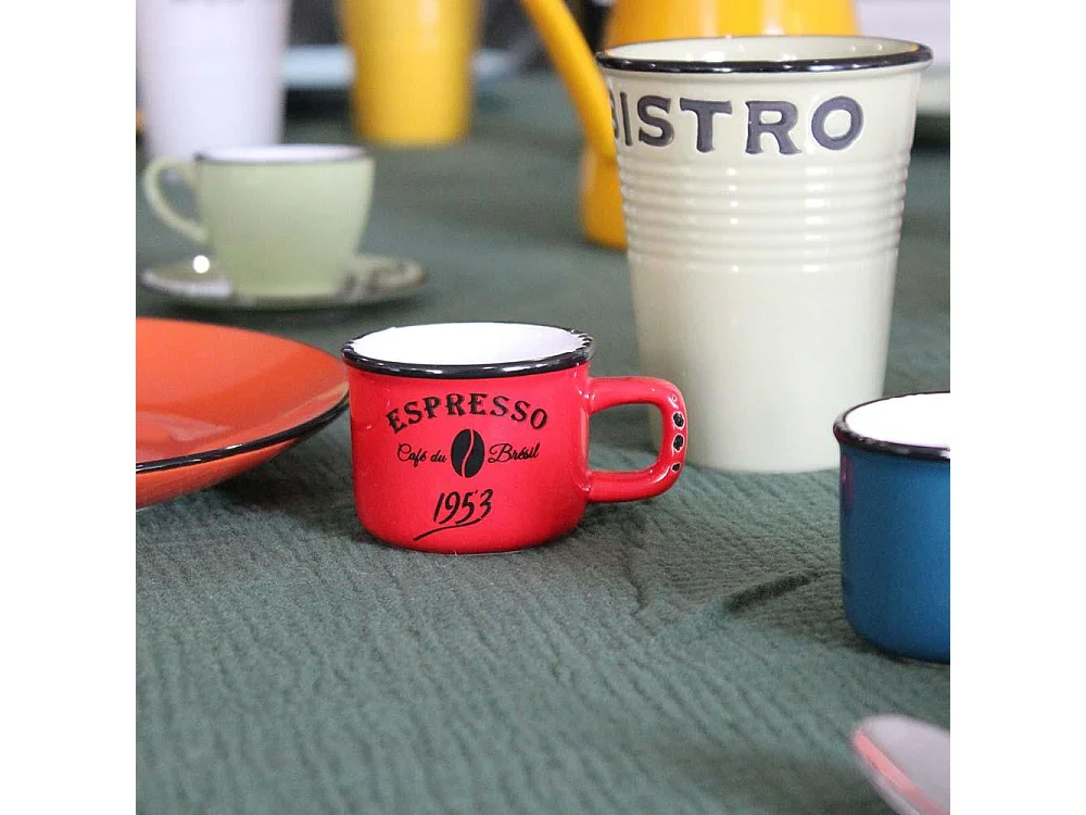 Tasses colorées en céramique Bistrot (Lot de 6) 10 cl - Espresso