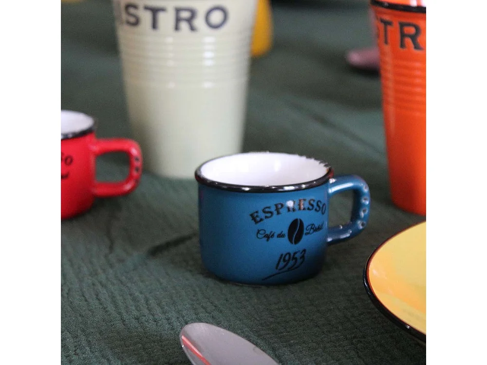Tasses colorées en céramique Bistrot (Lot de 6) 10 cl - Espresso