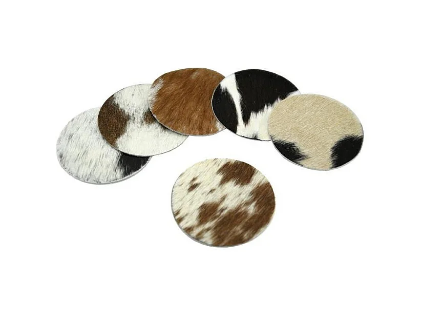 Dessous de verre en peau de vache (Lot de 6)
