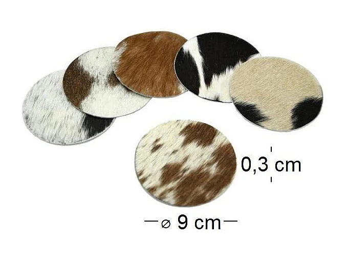 Sottobicchieri in pelle di mucca (set di 6)
