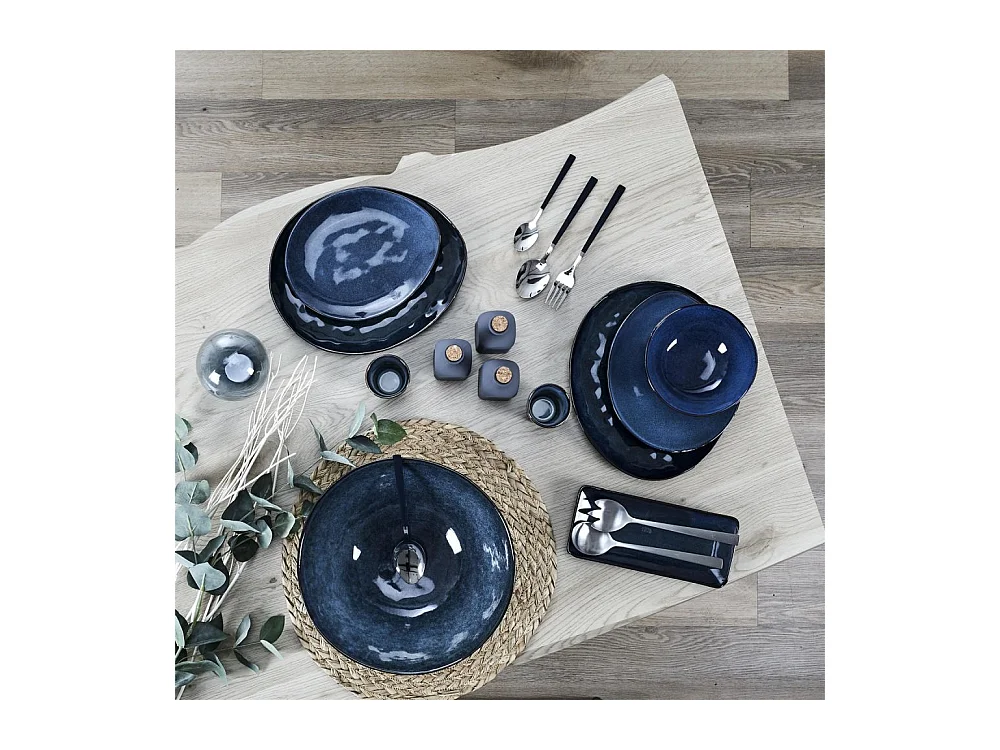 Bol en grès bleu 80 cl Au grès du temps Lot de 6