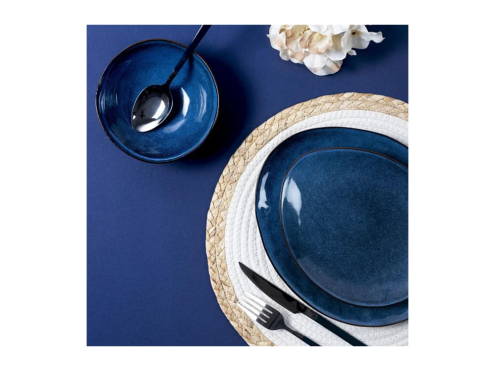 Bol en grès bleu 80 cl Au grès du temps Lot de 6