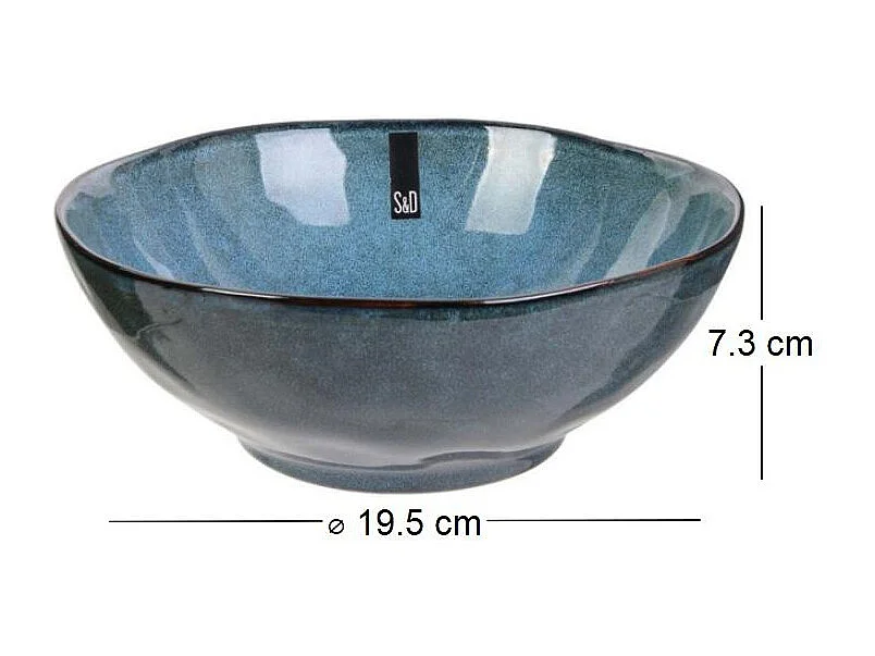 Bol en grès bleu 80 cl Au grès du temps Lot de 6