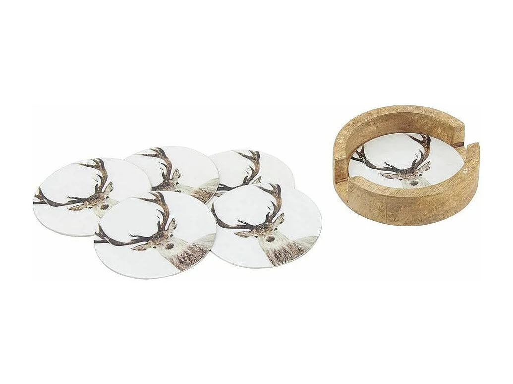 Dessous de verre Cerfs en métal (Lot de 6)