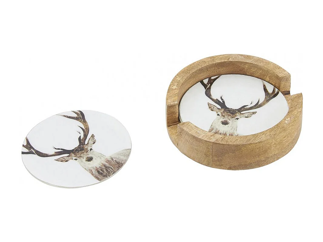 Dessous de verre Cerfs en métal (Lot de 6)