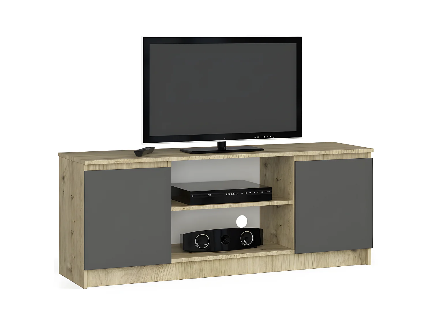 DUSK - Meuble TV style moderne salon - 140x40x55 cm - 2 portes+2 tablettes
