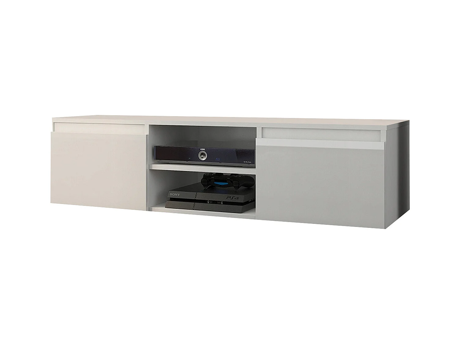 GOREME W1 | Meuble bas TV contemporain salon/séjour 120x40x36 | 2 niches 2 portes  | Rangement moderne matériel audio/video/gaming