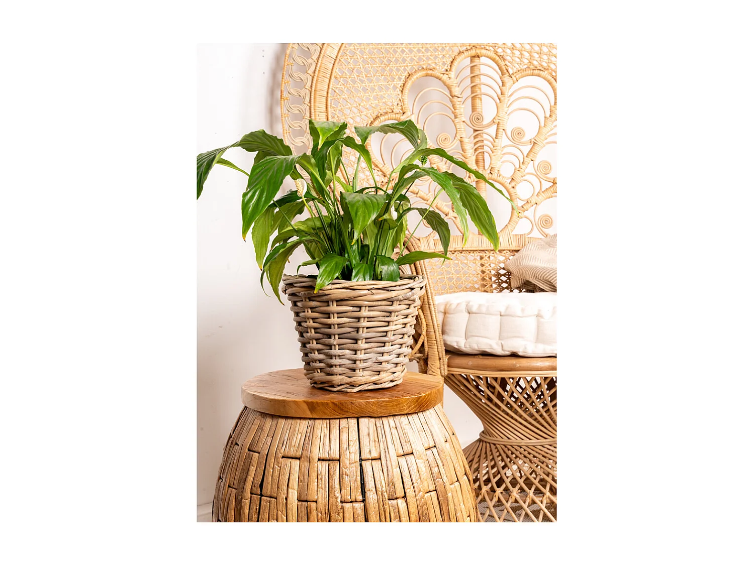 Corbeille ronde en poelet gris