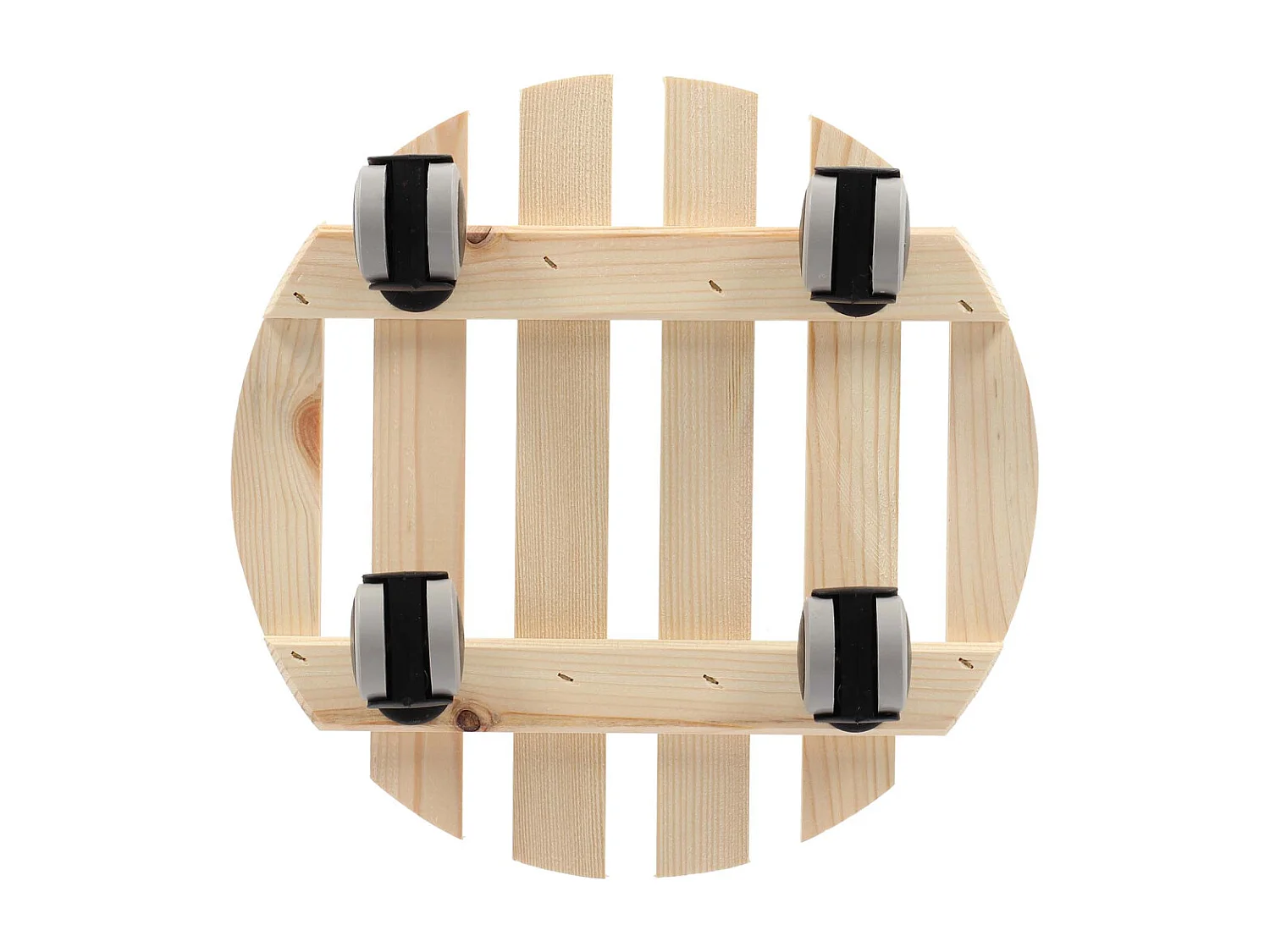 Support à roulettes en bois pour plantes d'intérieur Rond - Naturel