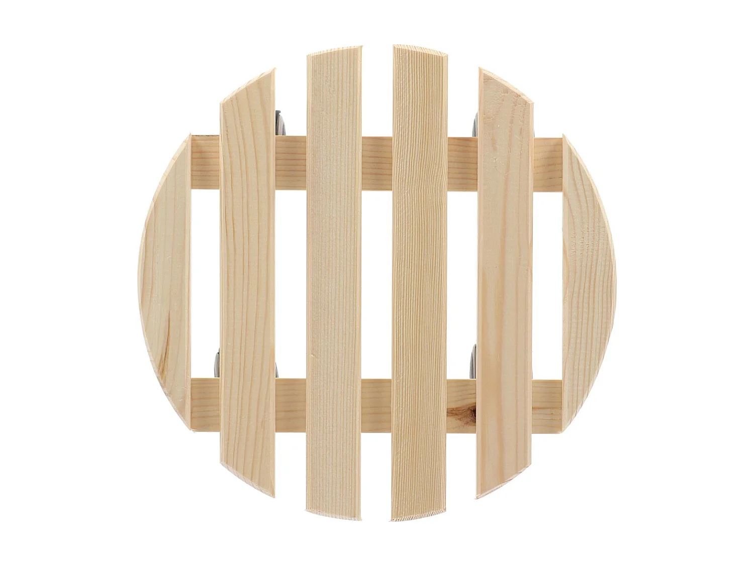 Support à roulettes en bois pour plantes d'intérieur Rond - Naturel