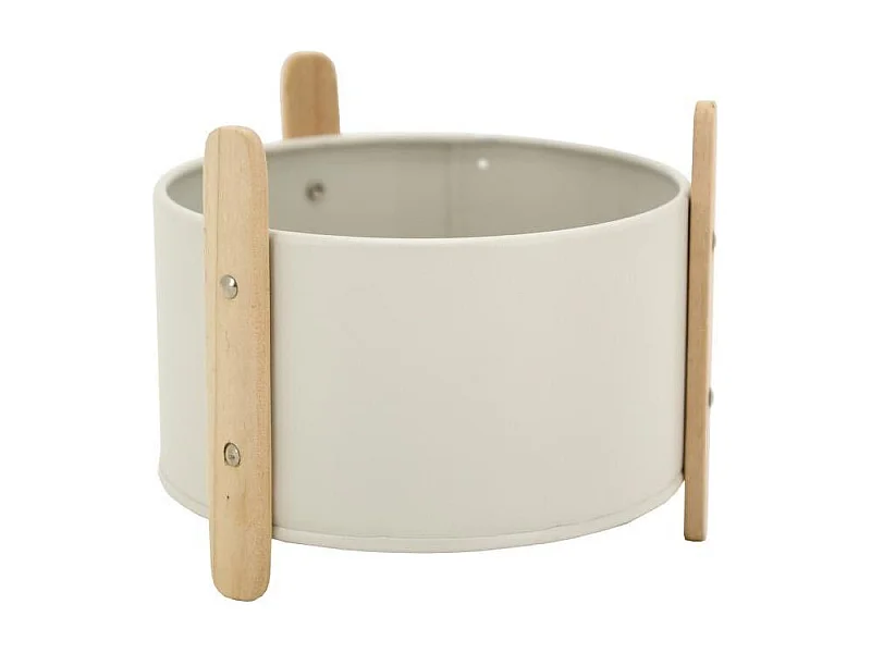 Cache-pot en métal laqué et bois 14.5 cm