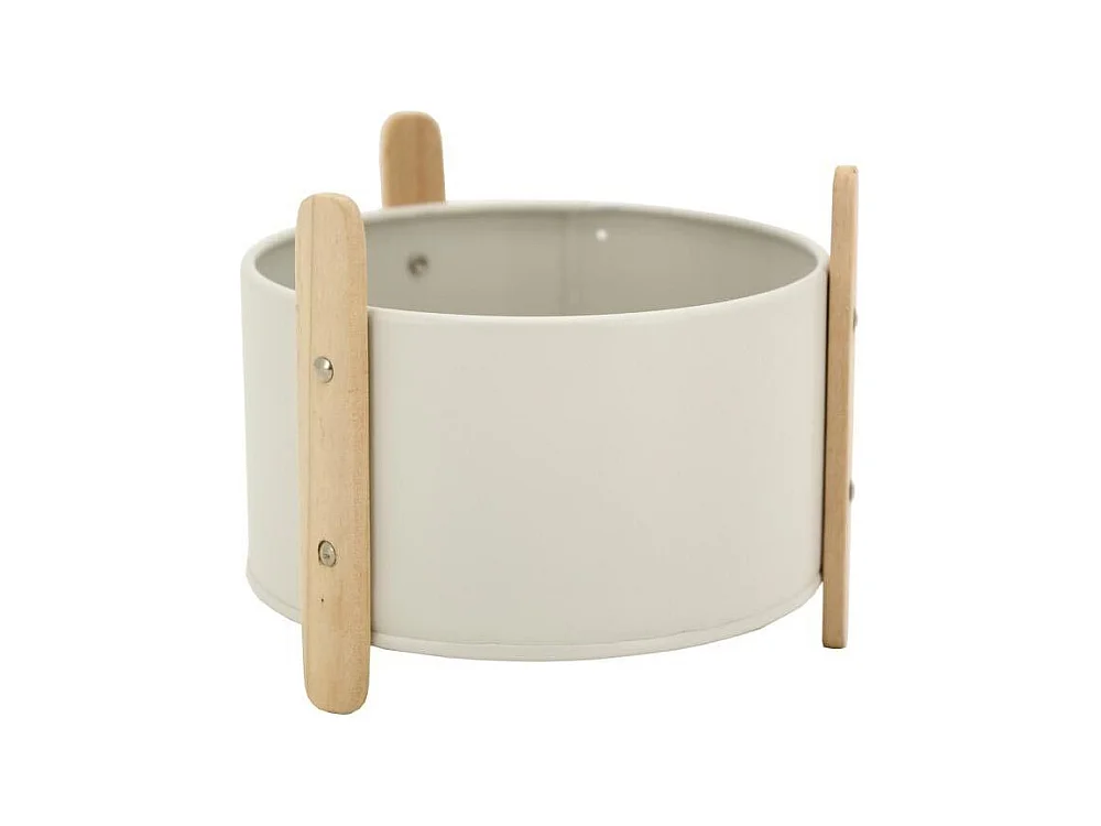 Cache-pot en métal laqué et bois 14.5 cm