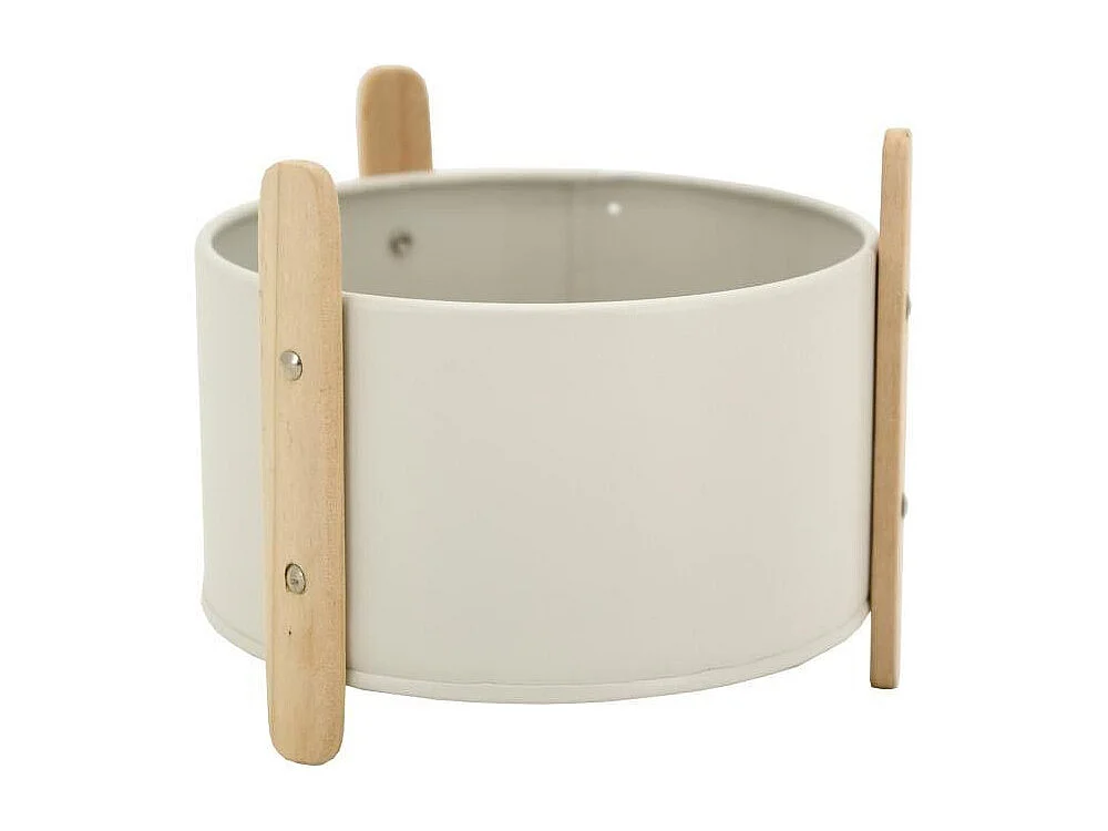Cache-pot en métal laqué et bois 14.5 cm