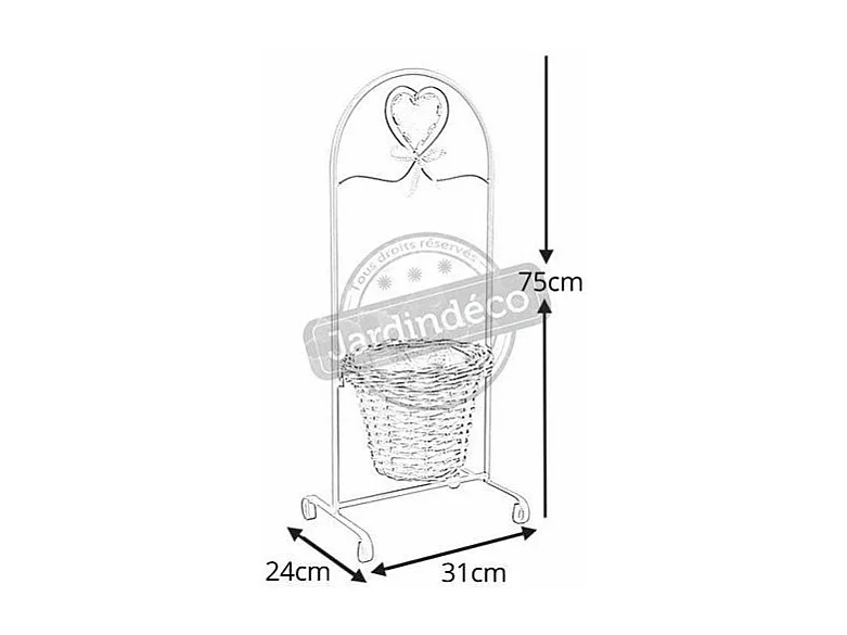Support en métal + cache-pot en éclisse