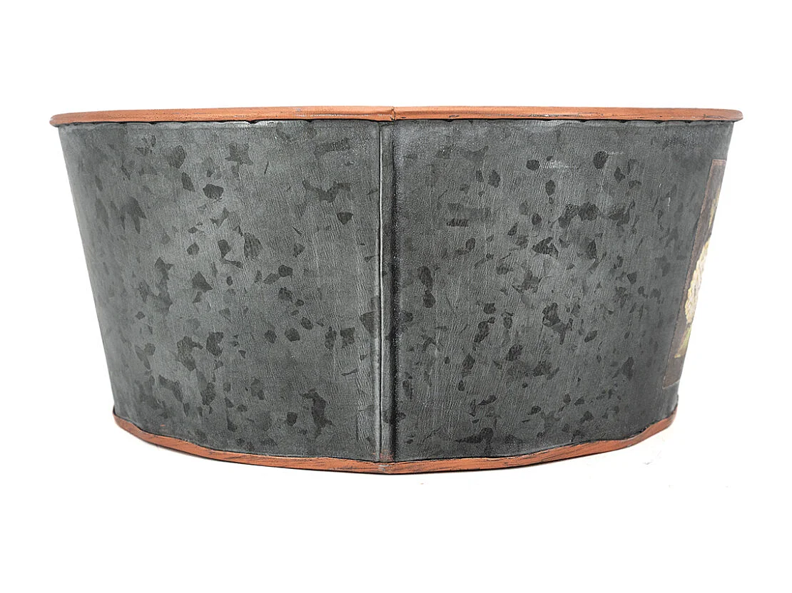 Corbeille ronde en métal patiné gris Hortensia