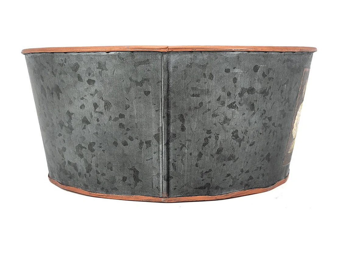 Corbeille ronde en métal patiné gris Hortensia