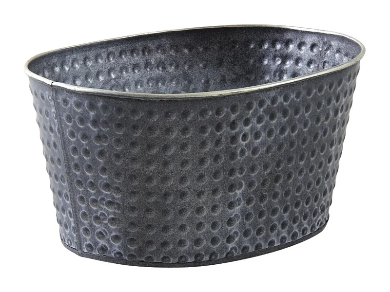 Corbeille ovale en métal noir laqué mat