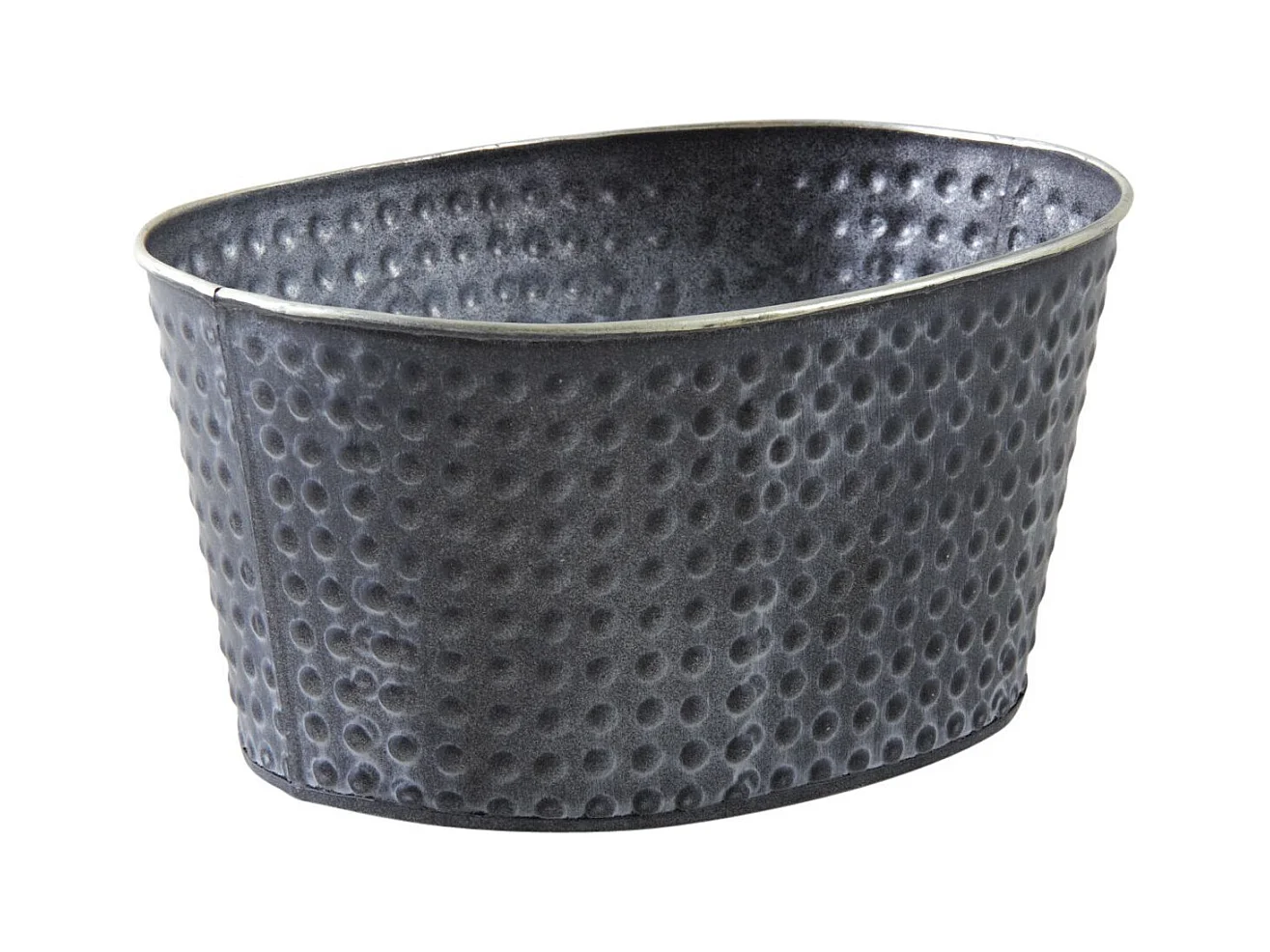 Corbeille ovale en métal noir laqué mat