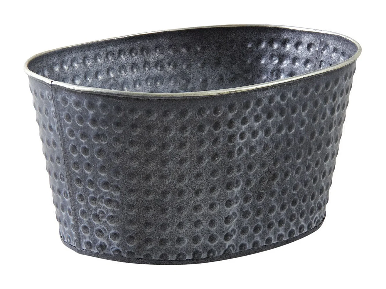 Corbeille ovale en métal noir laqué mat