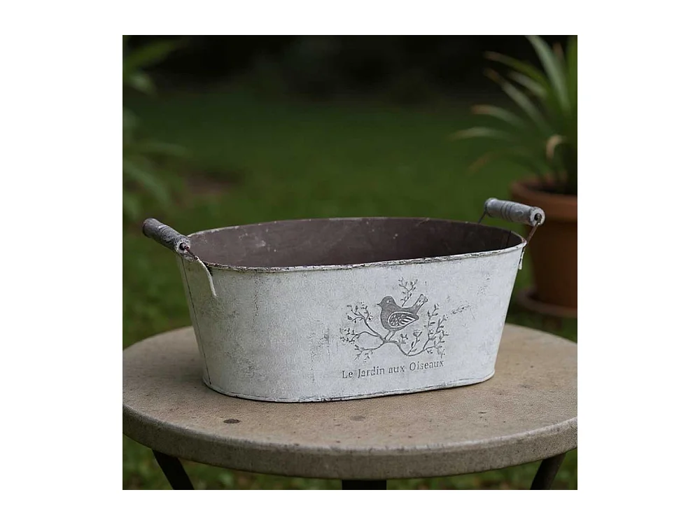 Corbeille ovale en métal Le jardin aux oiseaux