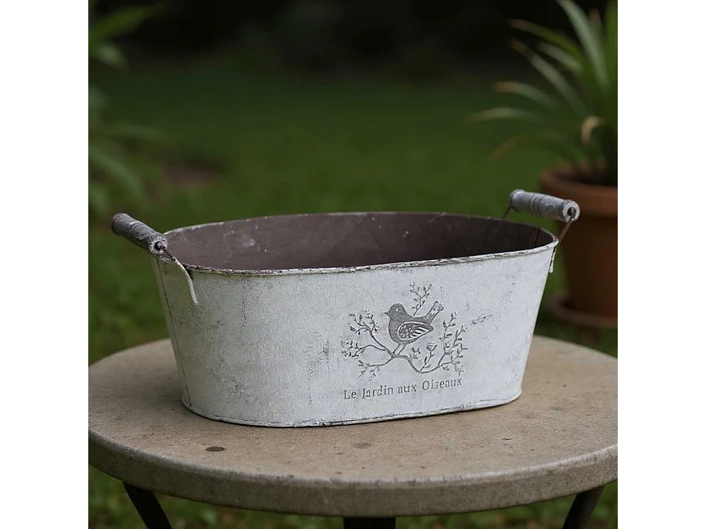 Corbeille ovale en métal Le jardin aux oiseaux