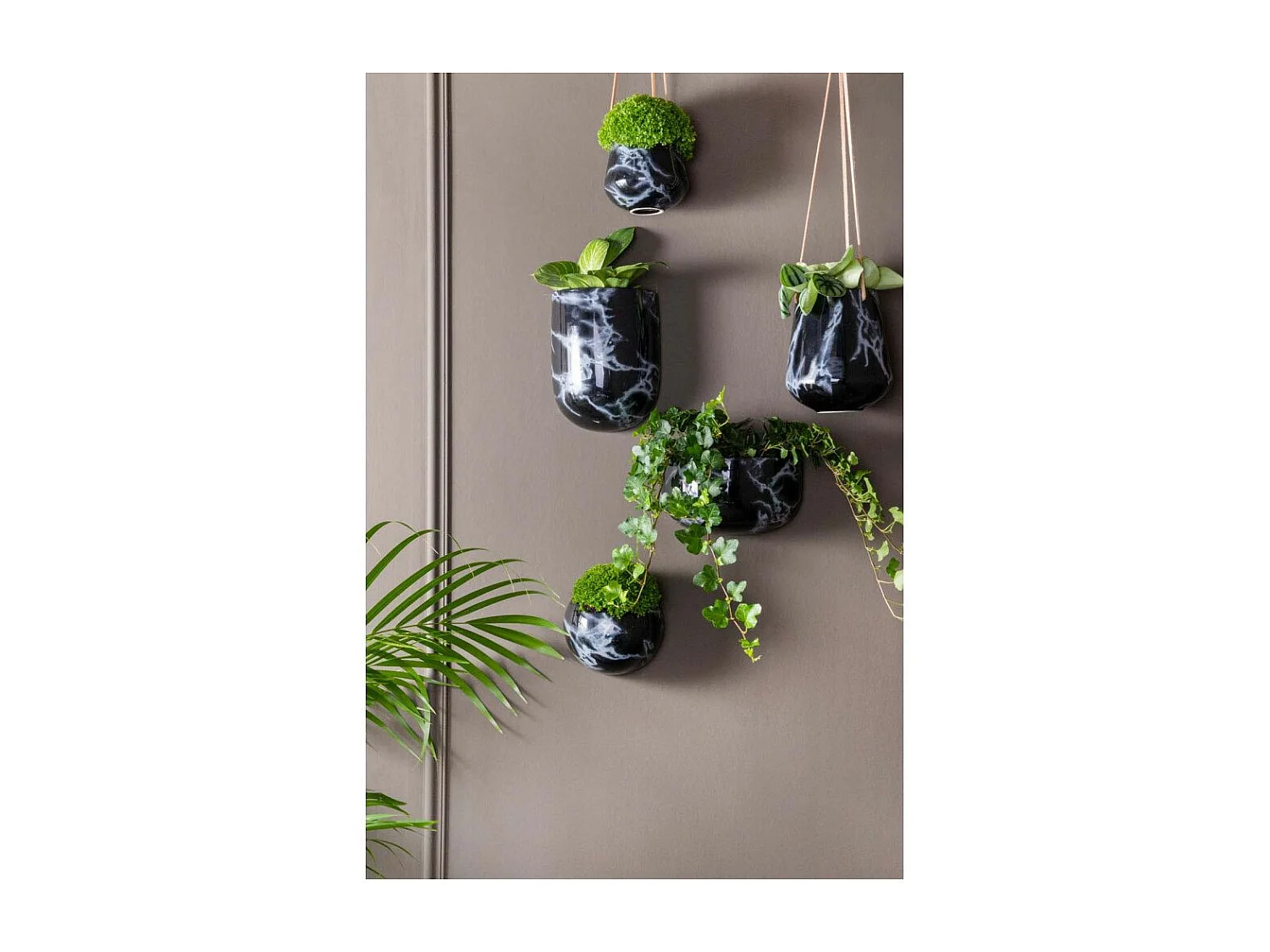 Jardinière suspendue en céramique marbrée 13.5 x 15 cm