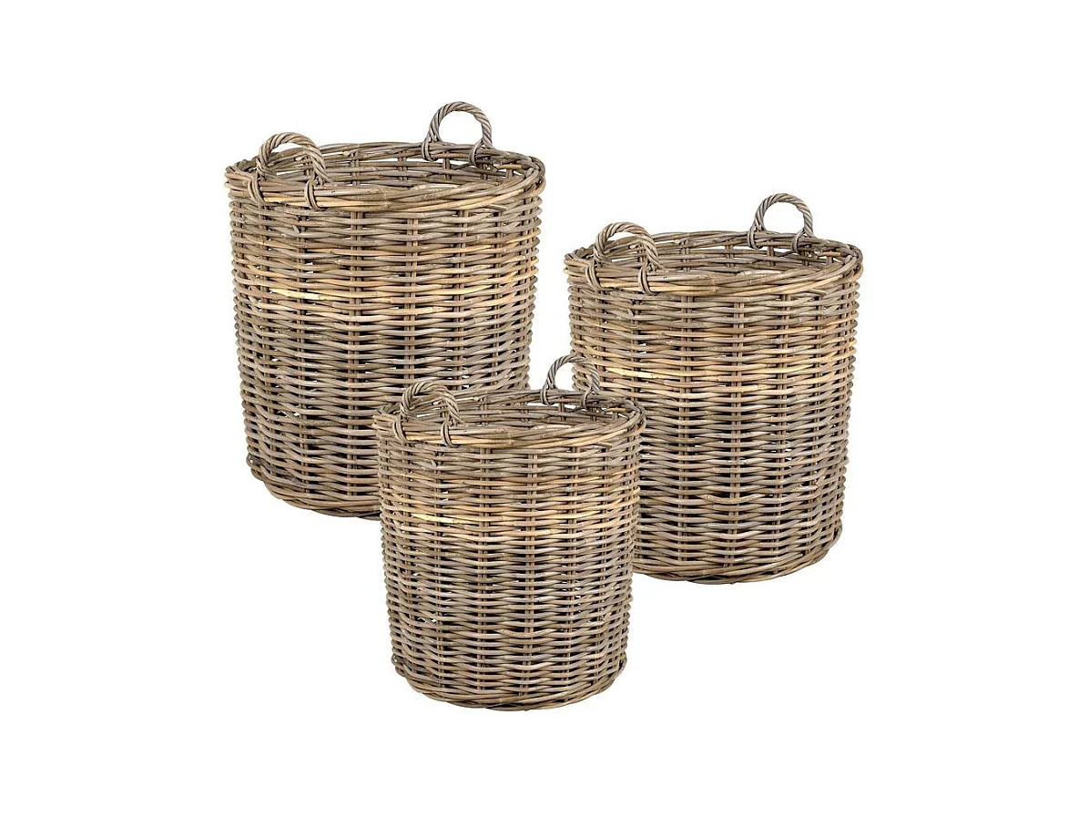Cache-pots hauts en poelet (Lot de 3) Naturel