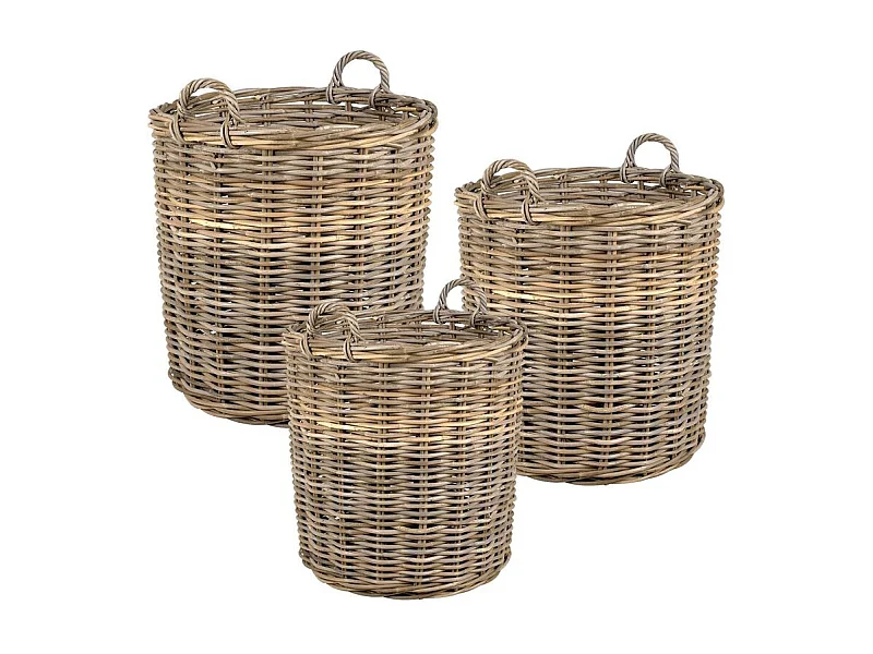 Cache-pots hauts en poelet (Lot de 3) Naturel
