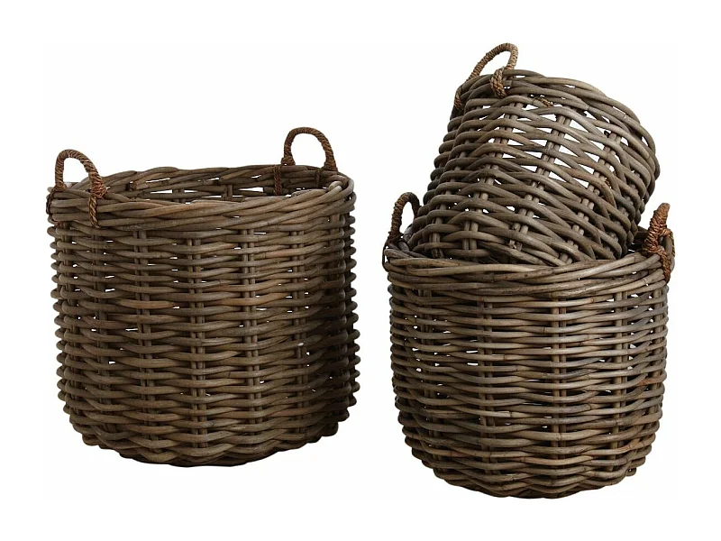 Cache-pot ronds en poelet gris (Lot de 3)