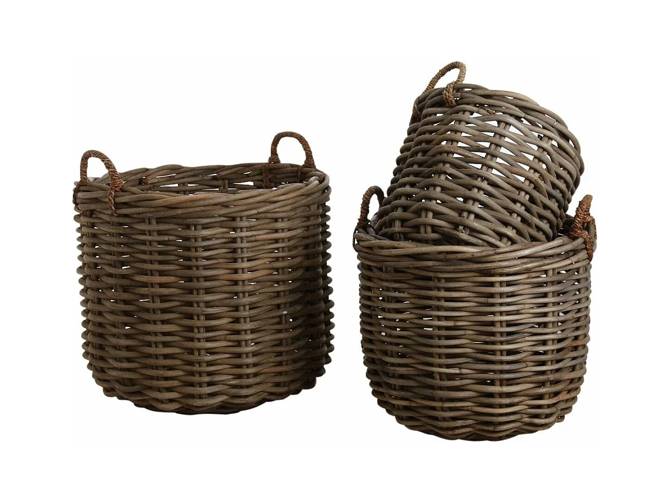 Cache-pot ronds en poelet gris (Lot de 3)