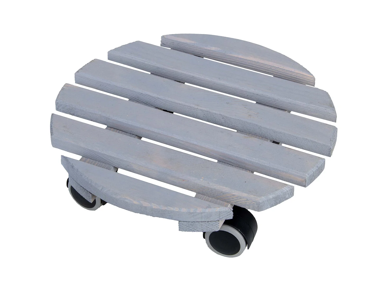 Support à roulettes en bois pour plantes d'intérieur Rond - Gris