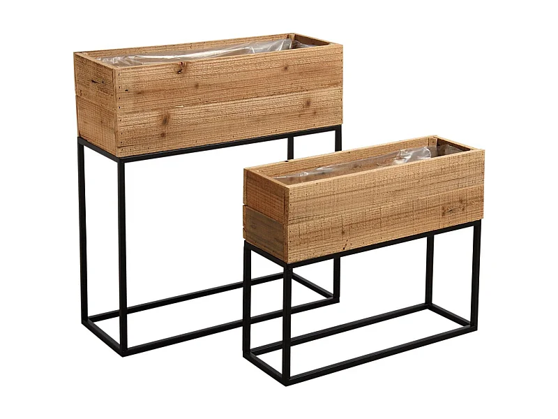 Jardinières hautes en bois recyclé Lofty (Lot de 2)