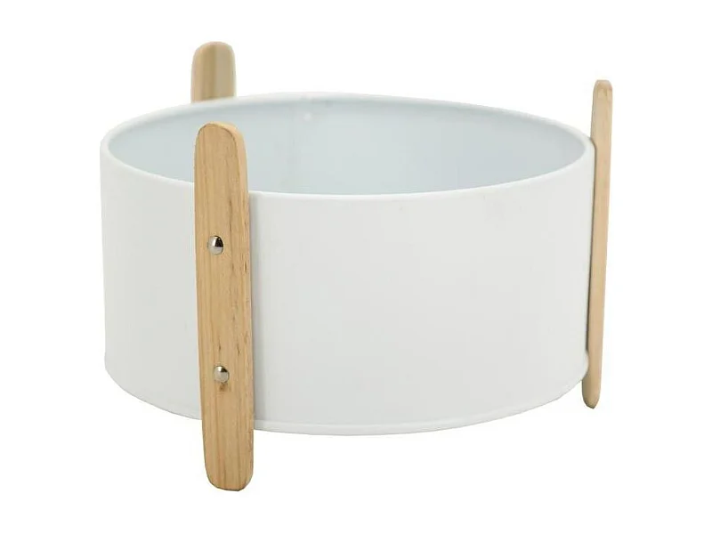 Cache-pot en métal laqué et bois 17,5 cm