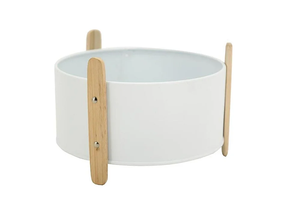 Cache-pot en métal laqué et bois 17,5 cm