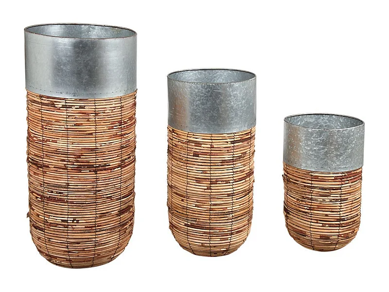Cache-pots haut en rotin Paolo (Lot de 3)