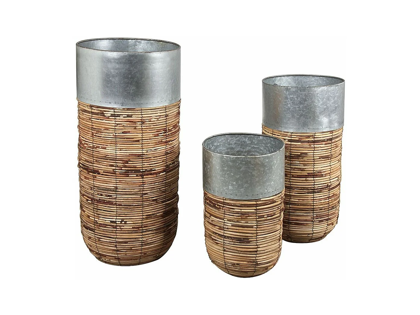Cache-pots haut en rotin Paolo (Lot de 3)