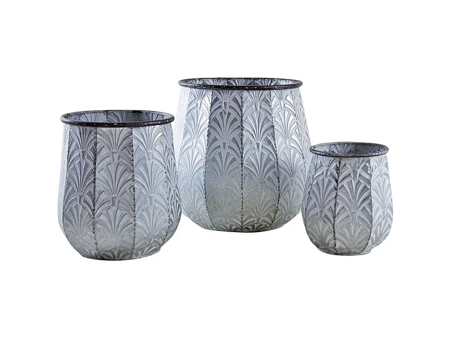 Cache-pots en métal patiné (Lot de 3)