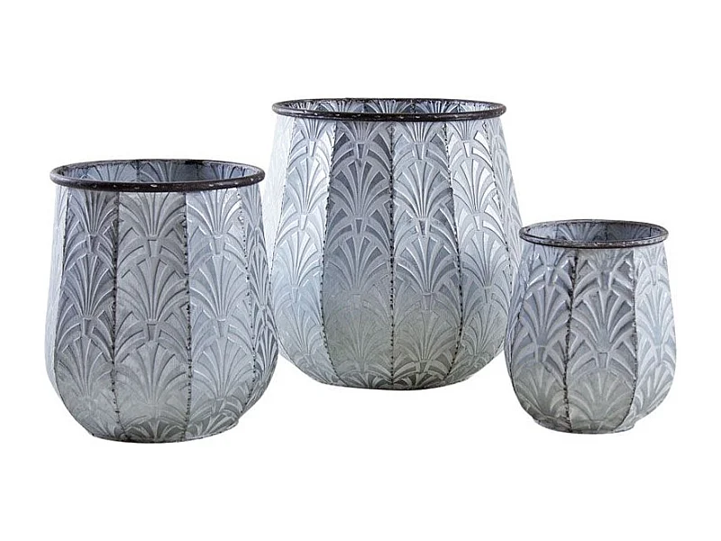 Cache-pots en métal patiné (Lot de 3)