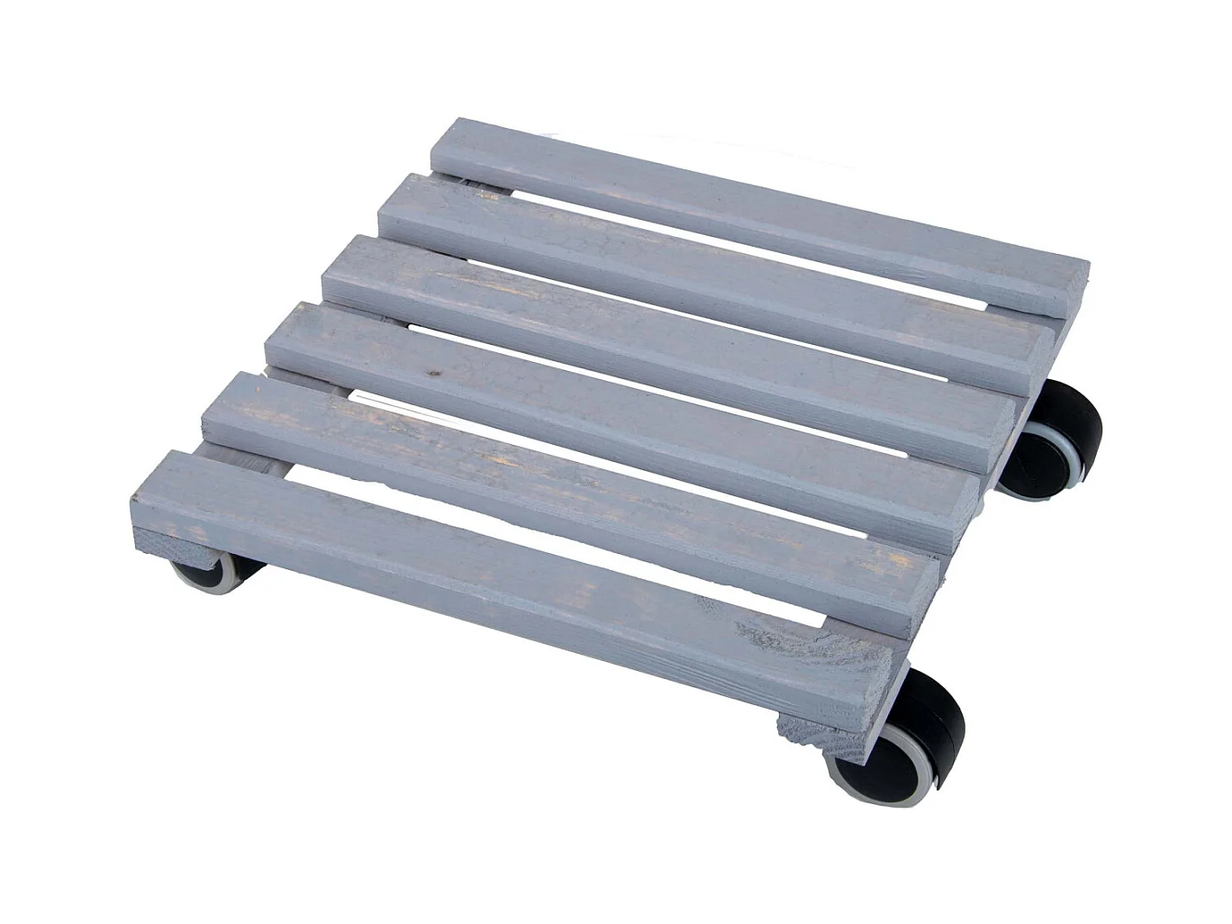 Support à roulettes en bois pour plantes d'intérieur Carré - Gris